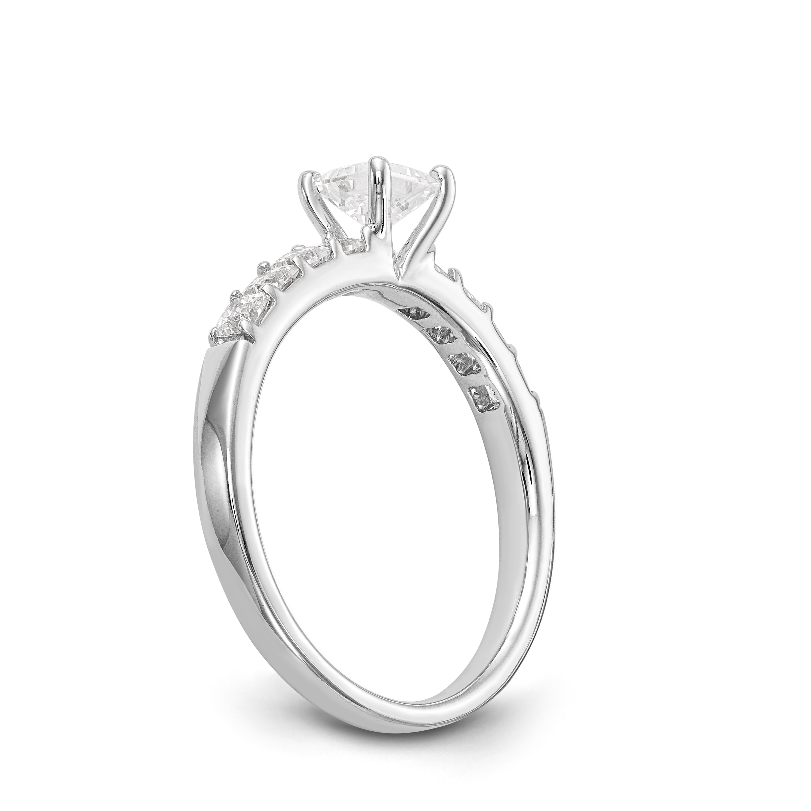 14K Weißgold Verlobungsring mit simulierten Diamanten