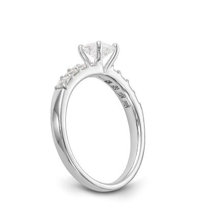 14K Weißgold Verlobungsring mit simulierten Diamanten