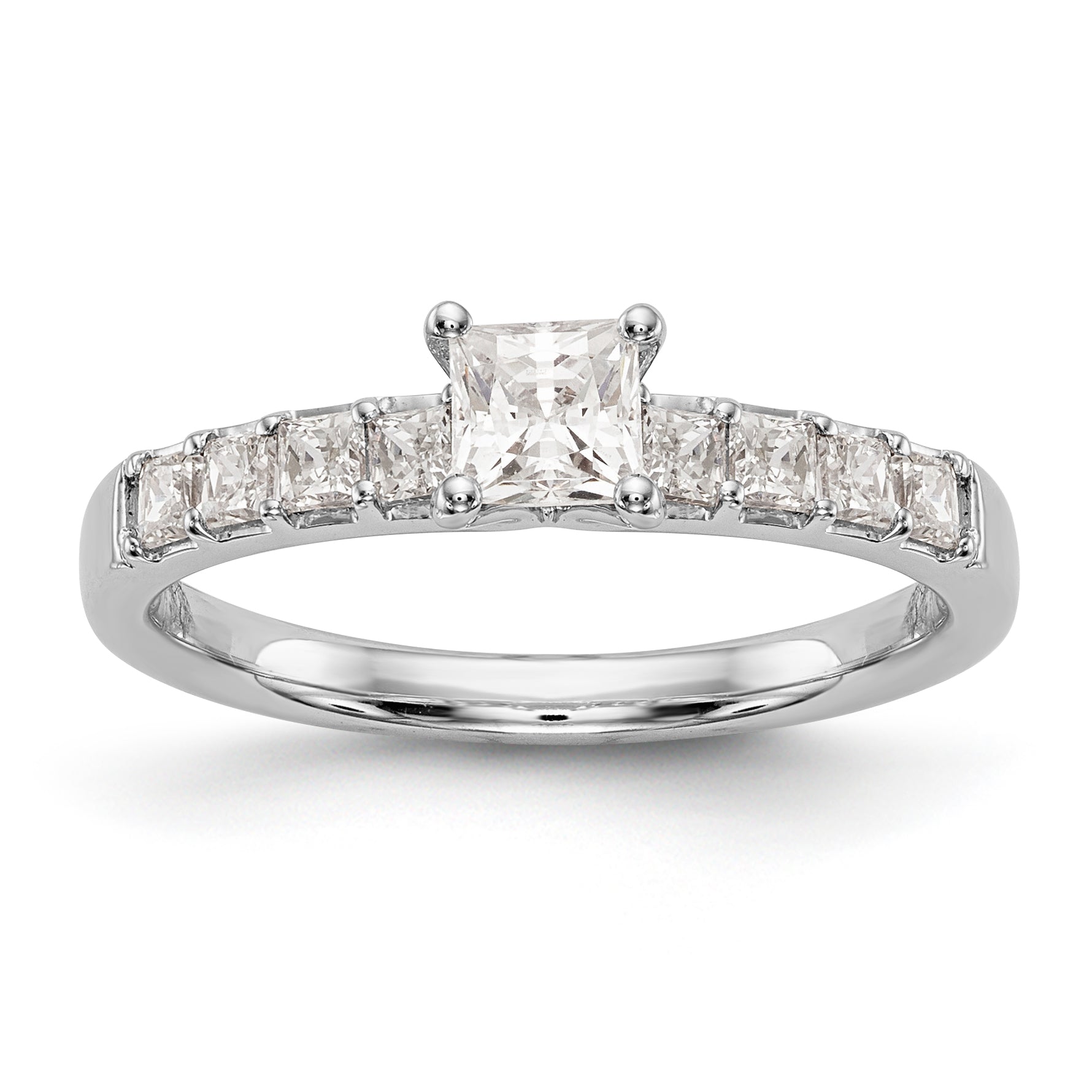 14K Weißgold Verlobungsring mit simulierten Diamanten