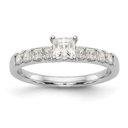 14K Weißgold Verlobungsring mit simulierten Diamanten