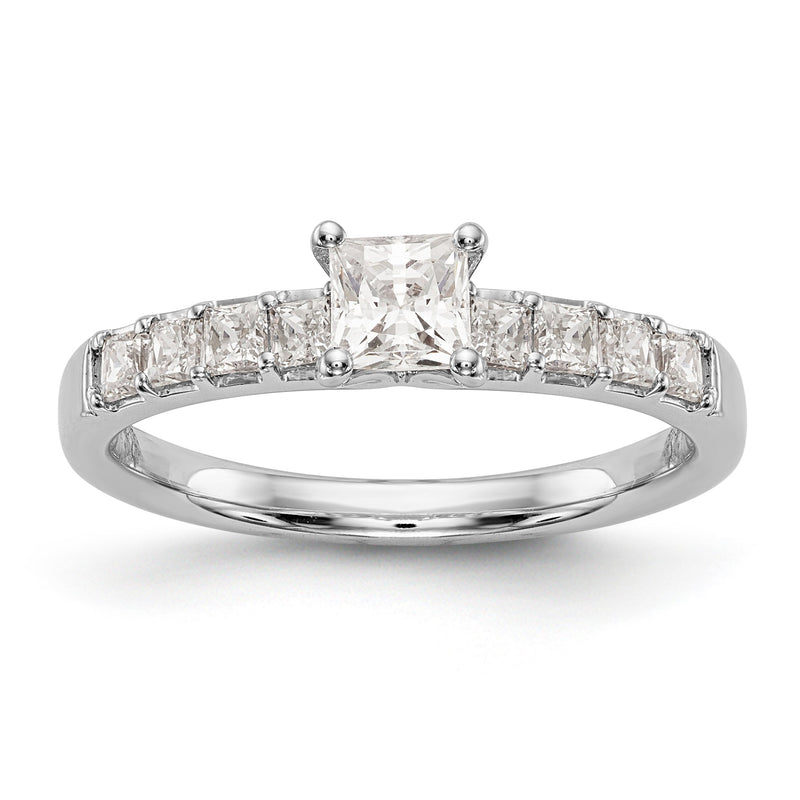 14K Weißgold Verlobungsring mit simulierten Diamanten