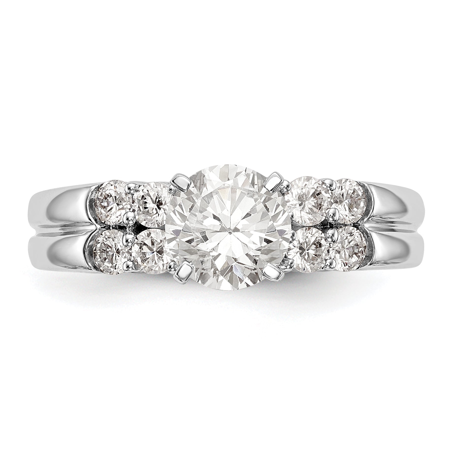 14K Weißgold Diamant-Verlobungsring mit Krappenfassung