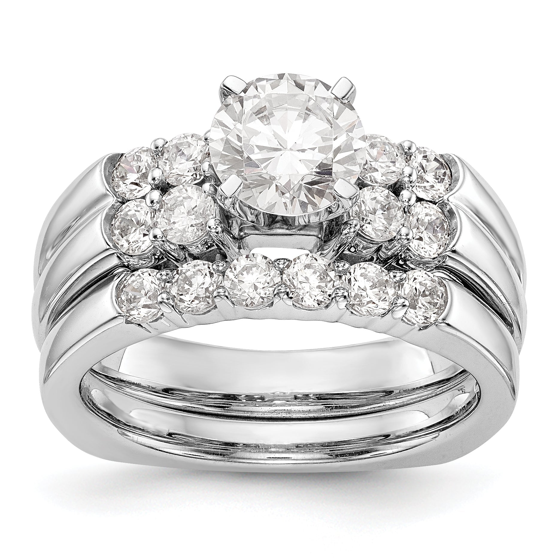 14K Weißgold Diamant-Verlobungsring mit Krappenfassung