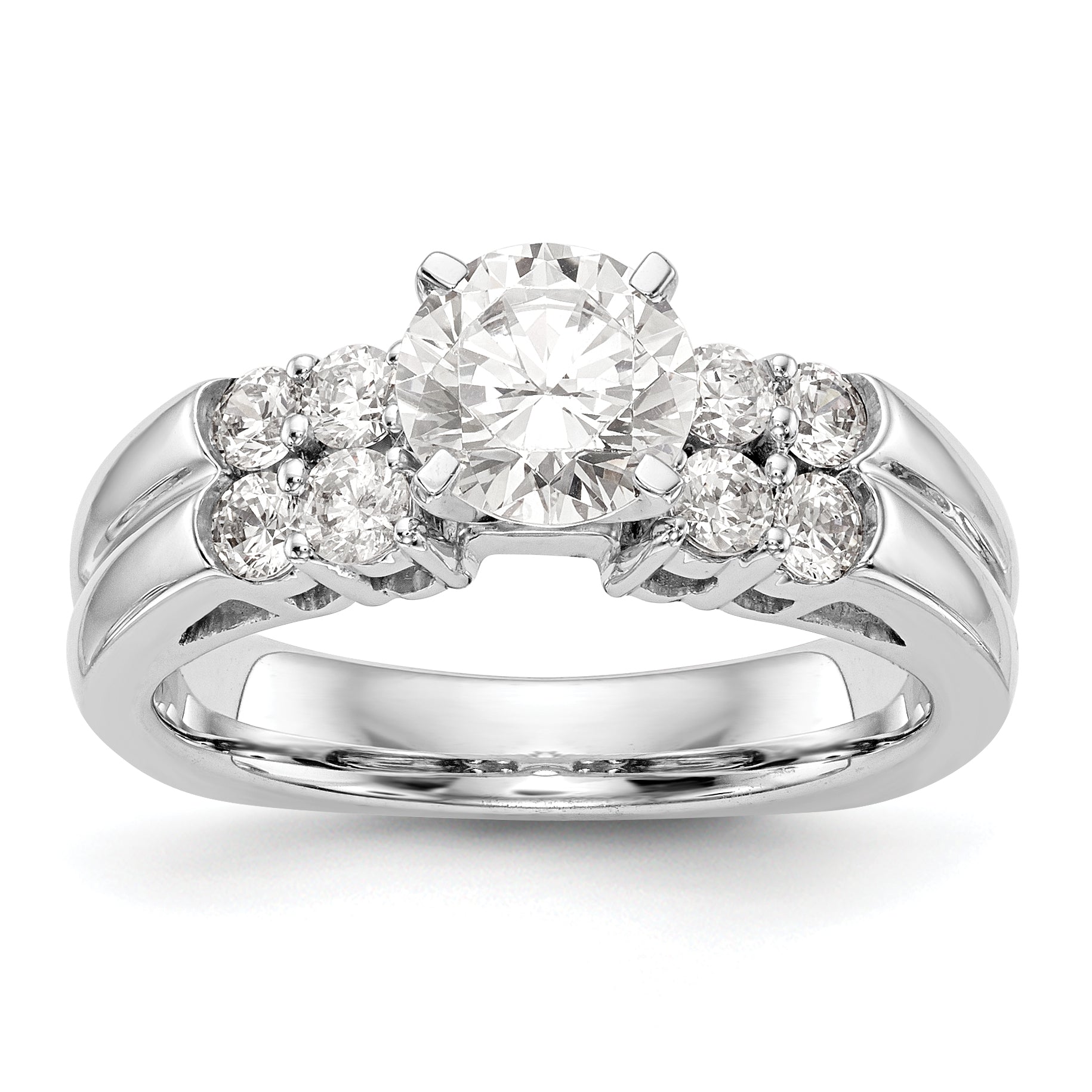 14K Weißgold Diamant-Verlobungsring mit Krappenfassung
