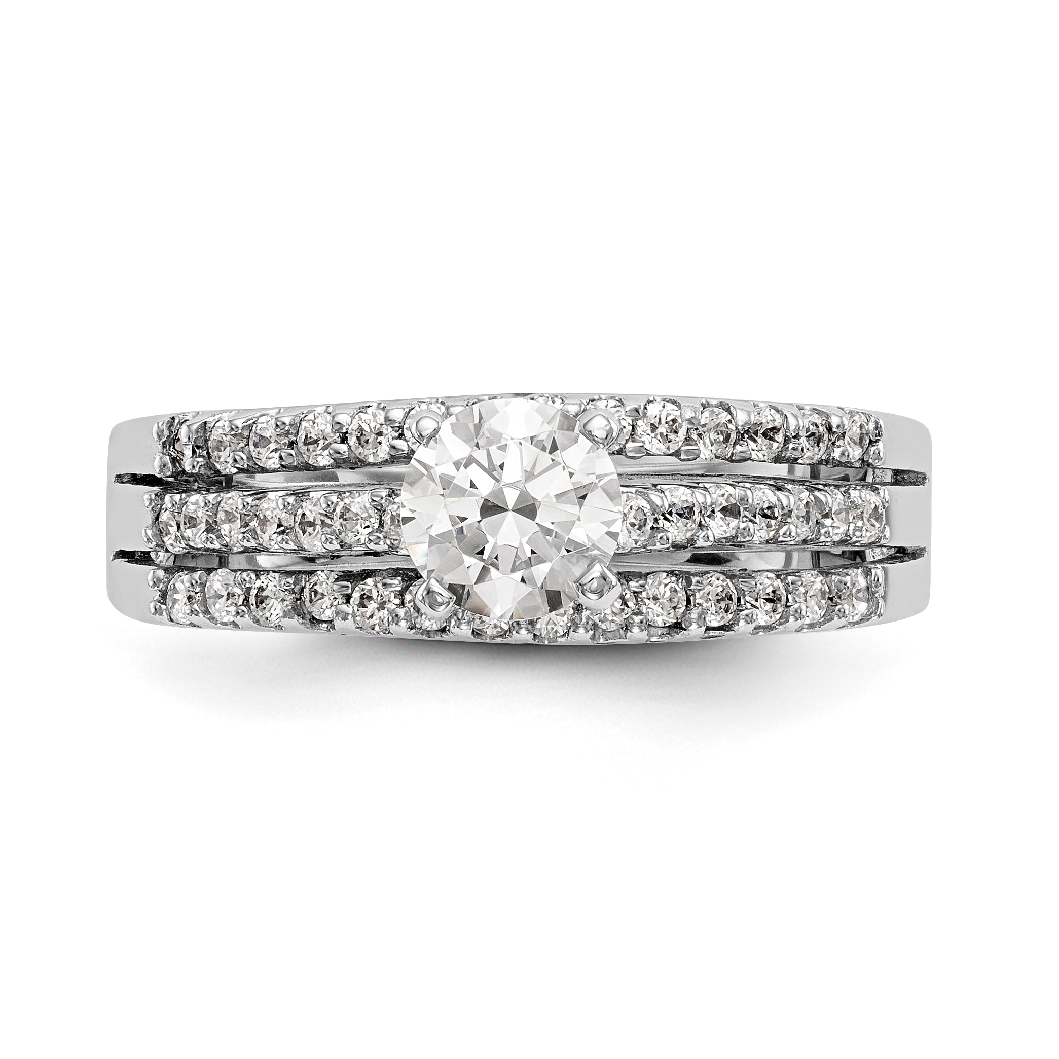 14K Weißgold Diamant-Verlobungsring mit Krappenfassung