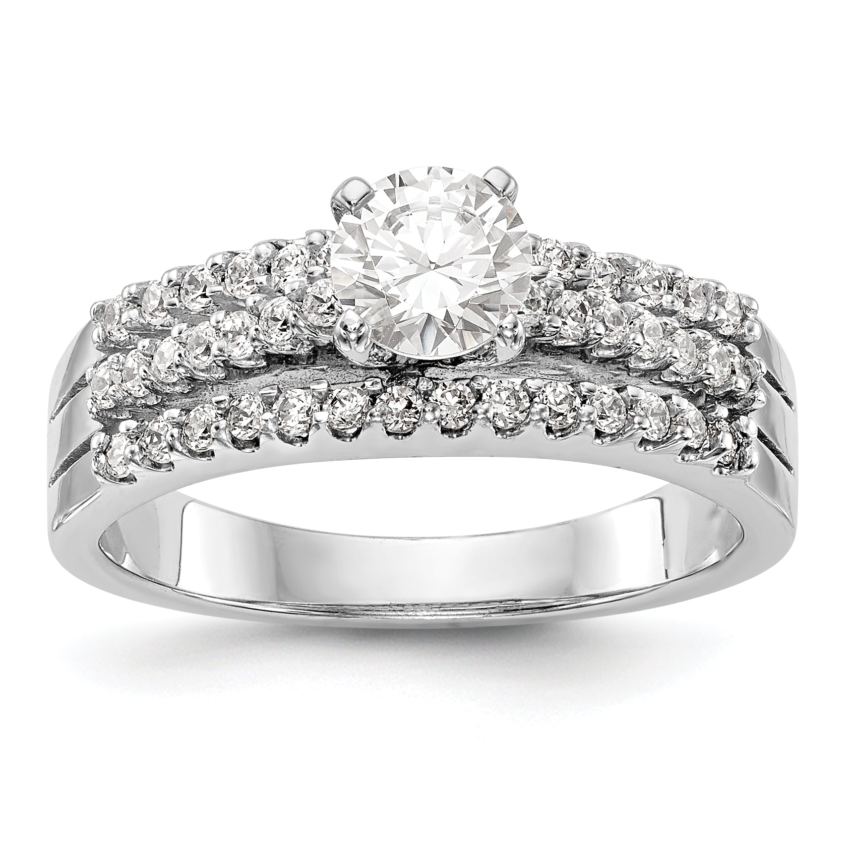 14K Weißgold Diamant-Verlobungsring mit Krappenfassung