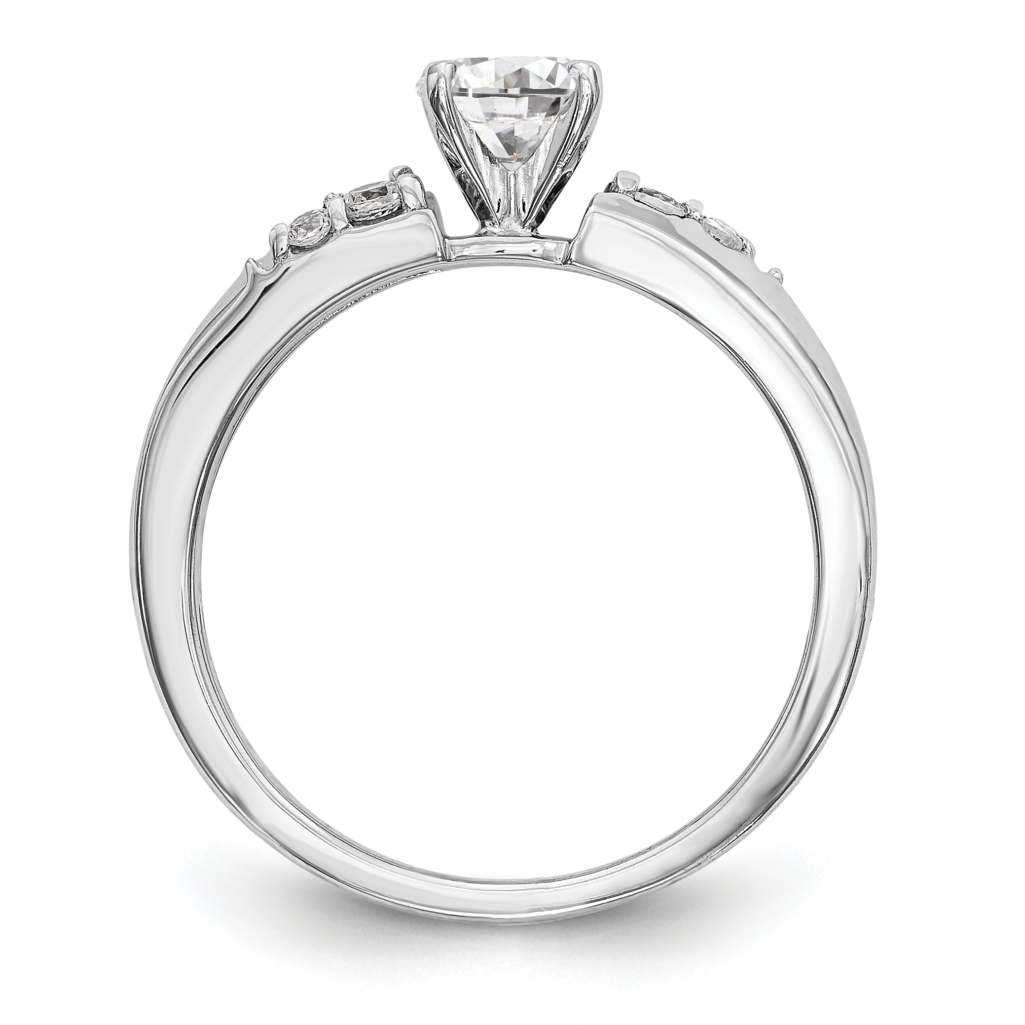 14K Weißgold Diamant-Verlobungsring mit Krappenfassung