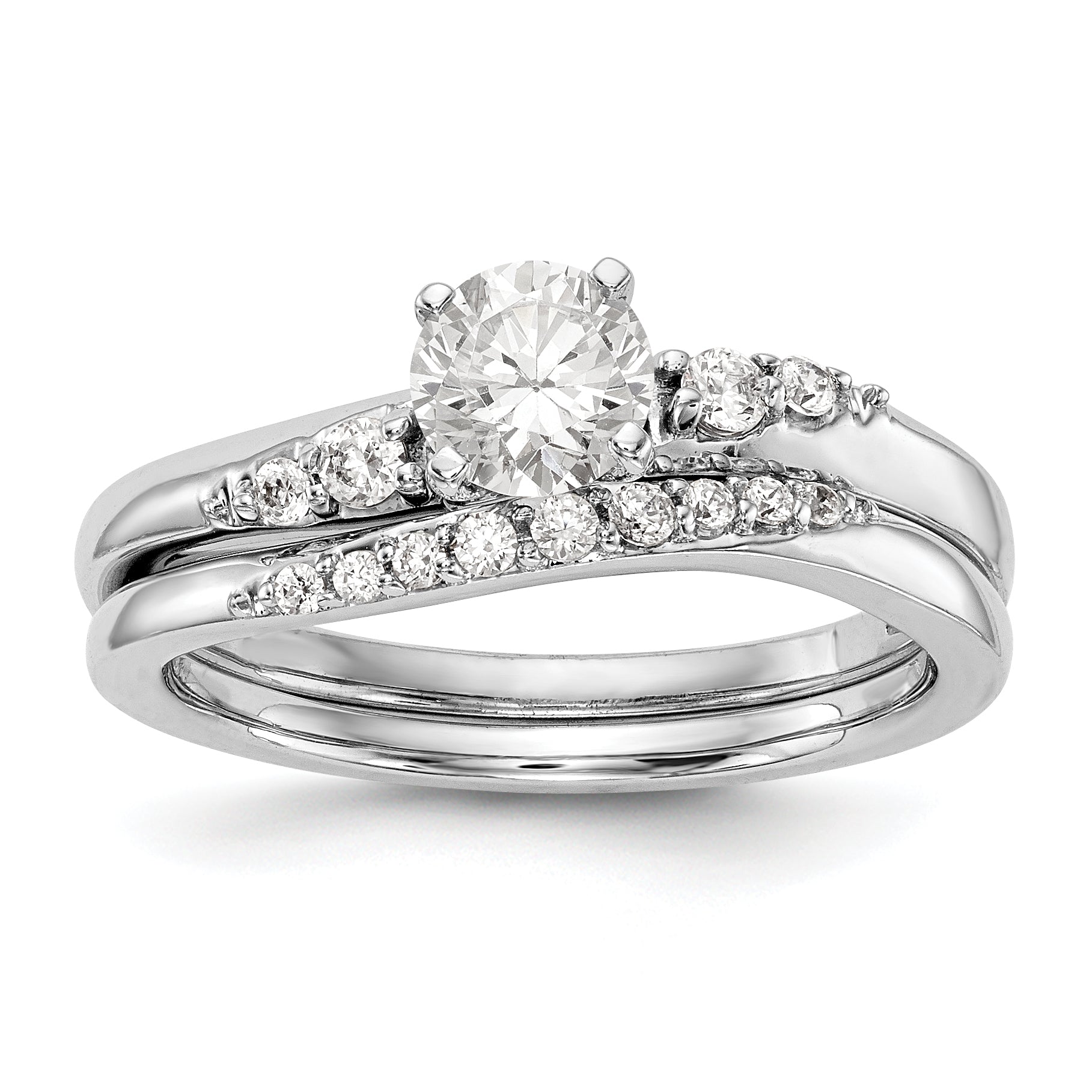 14K Weißgold Diamant-Verlobungsring mit Krappenfassung