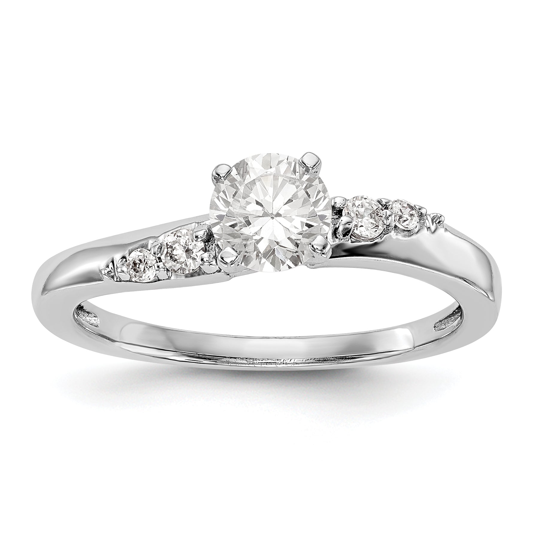 14K Weißgold Diamant-Verlobungsring mit Krappenfassung