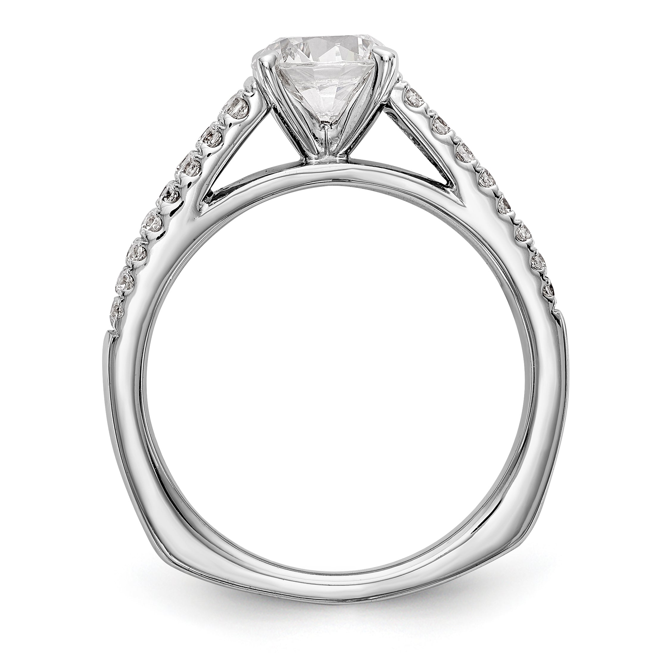 14K Weißgold Verlobungsring mit simulierten Diamanten