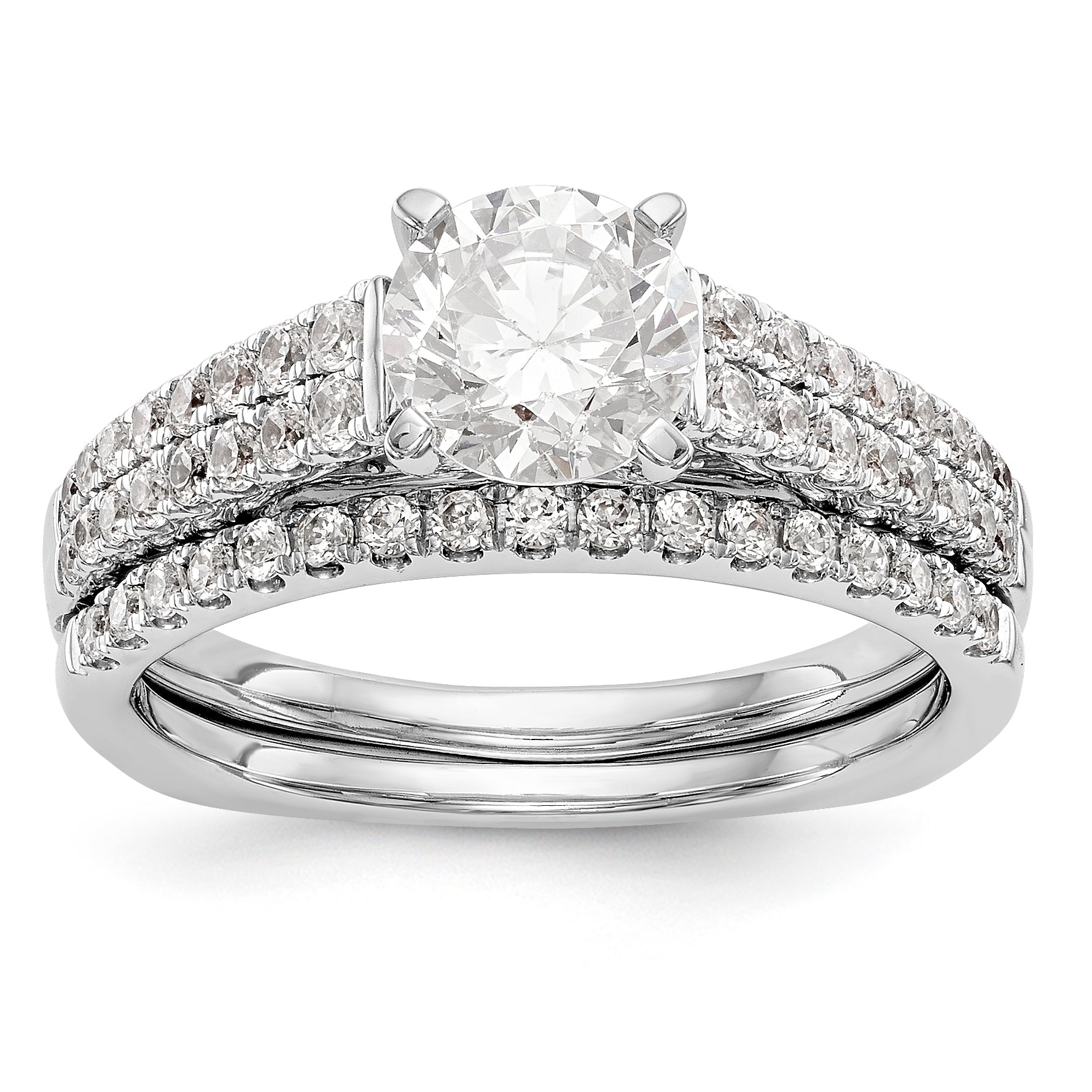 14K Weißgold Verlobungsring mit simulierten Diamanten
