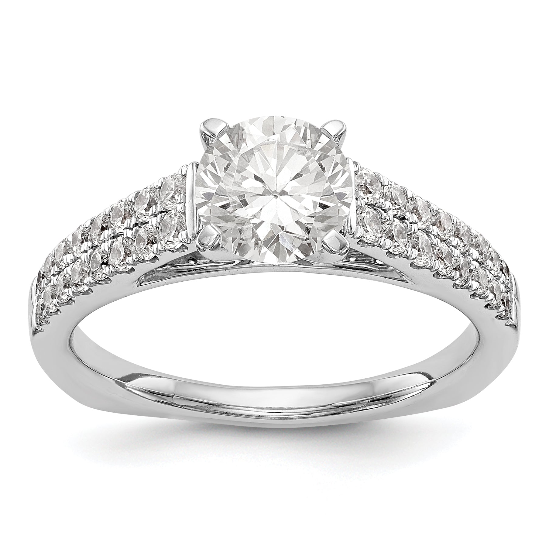 14K Weißgold Verlobungsring mit simulierten Diamanten