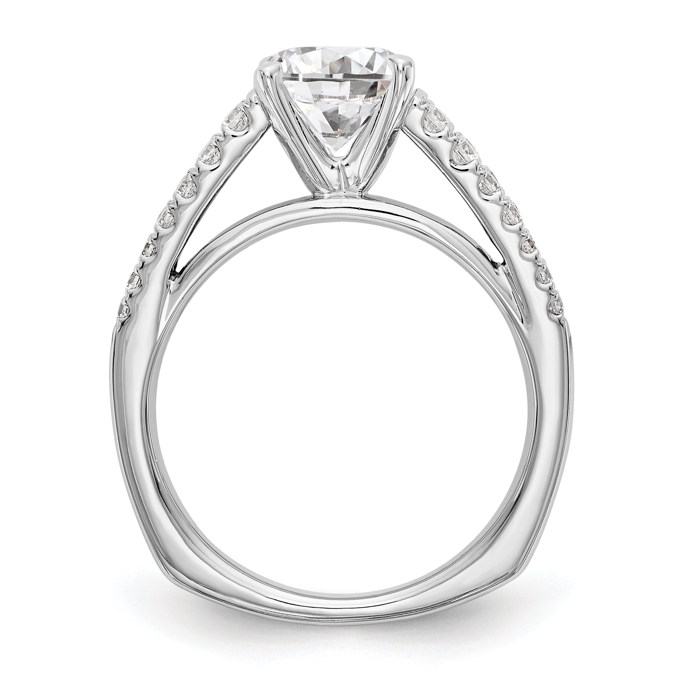 14K Weißgold Verlobungsring mit simulierten Diamanten