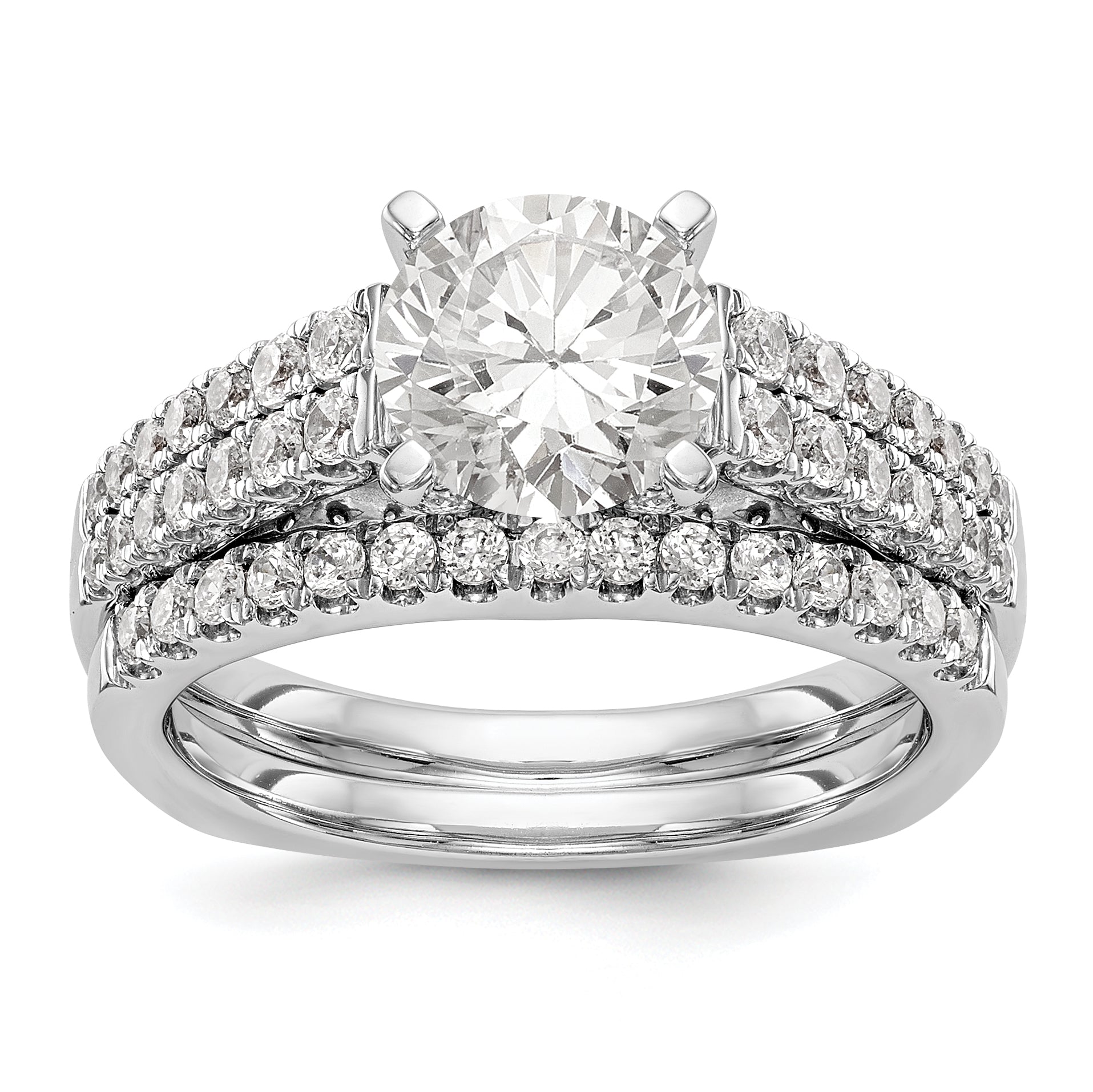 14K Weißgold Verlobungsring mit simulierten Diamanten