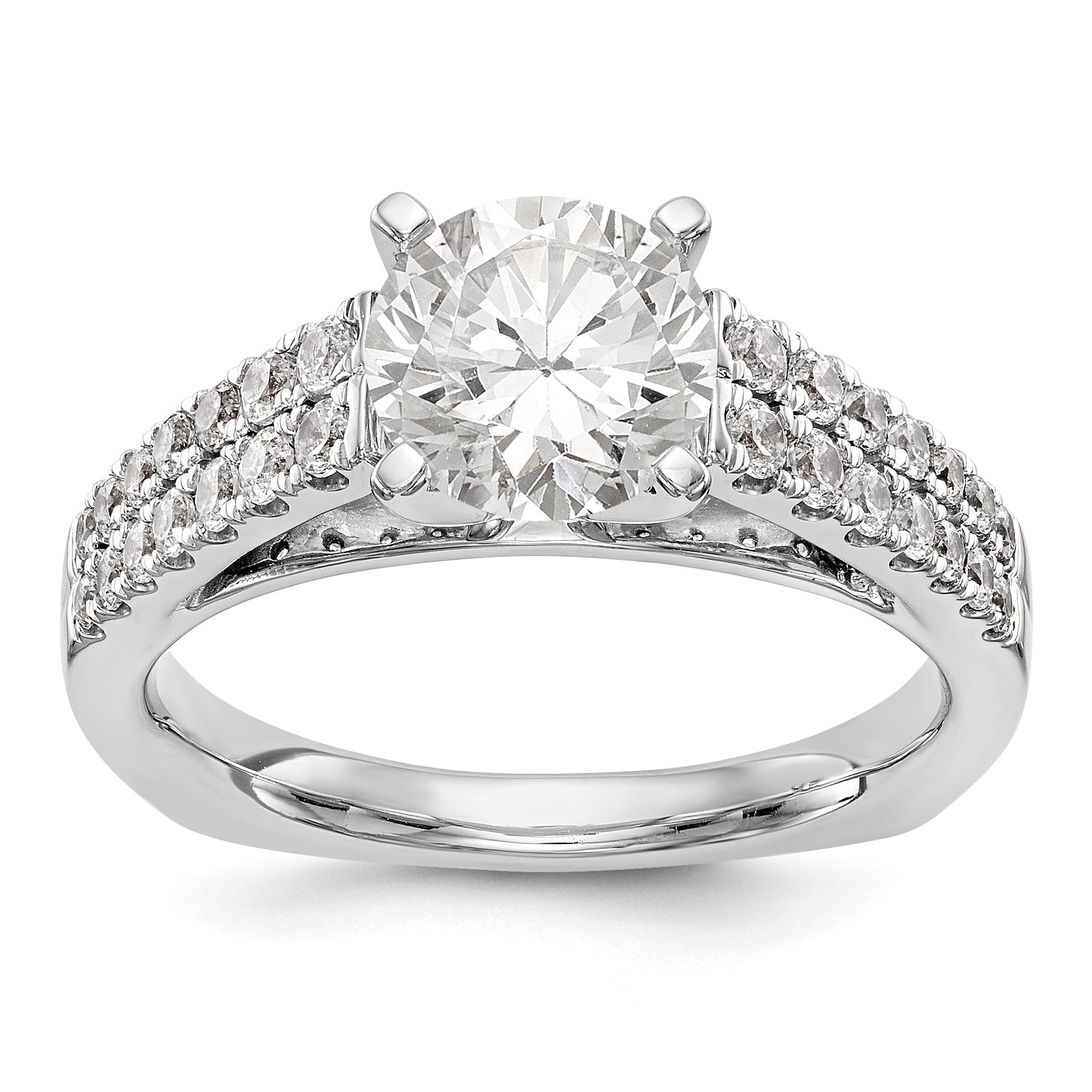 14K Weißgold Verlobungsring mit simulierten Diamanten