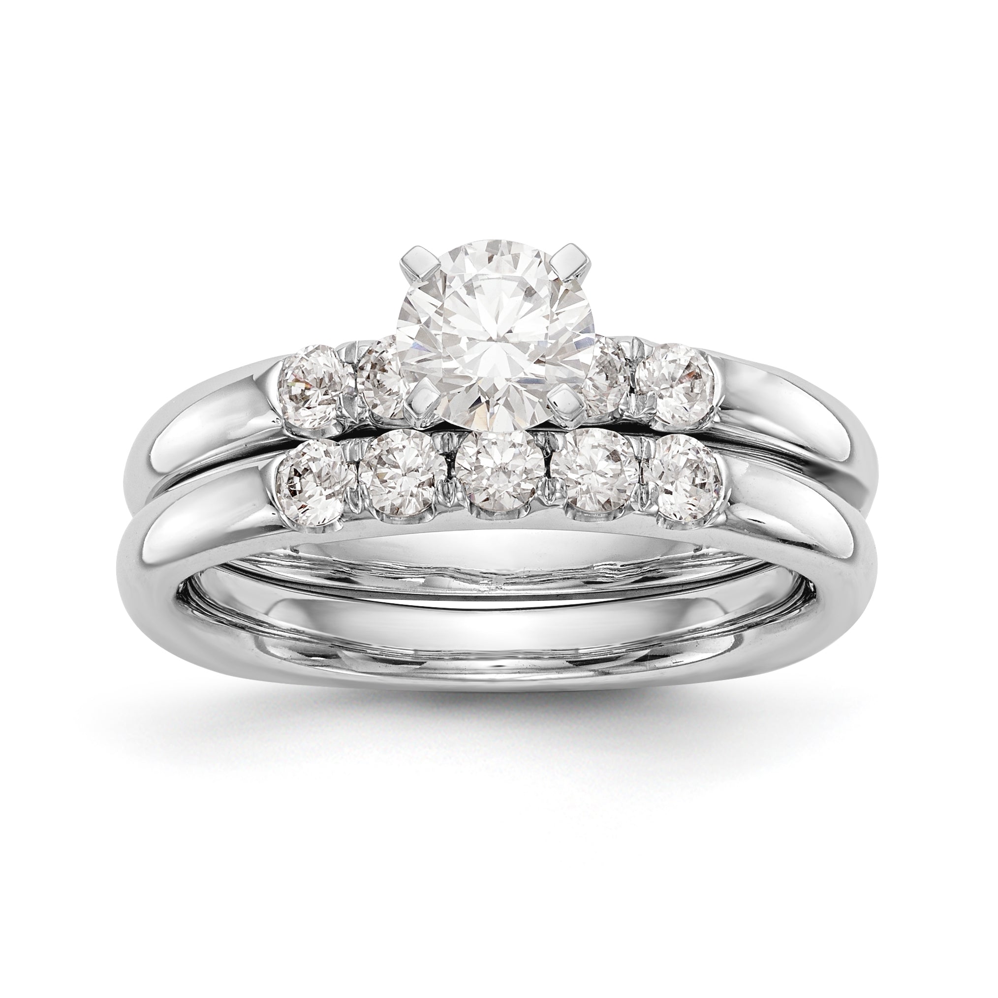 14K Weißgold Diamant-Verlobungsring mit Krappenfassung