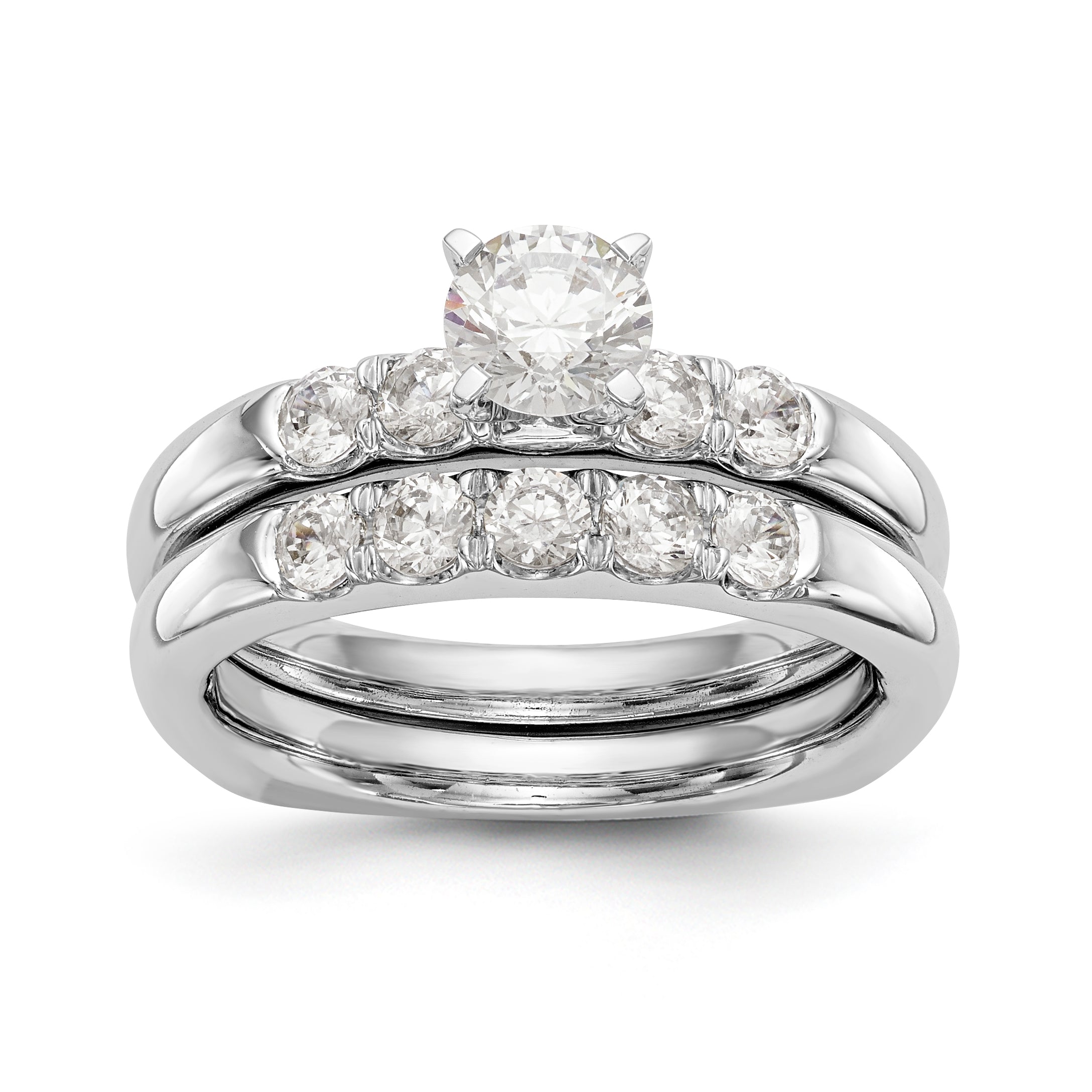14K Weißgold Diamant-Verlobungsring mit Krappenfassung