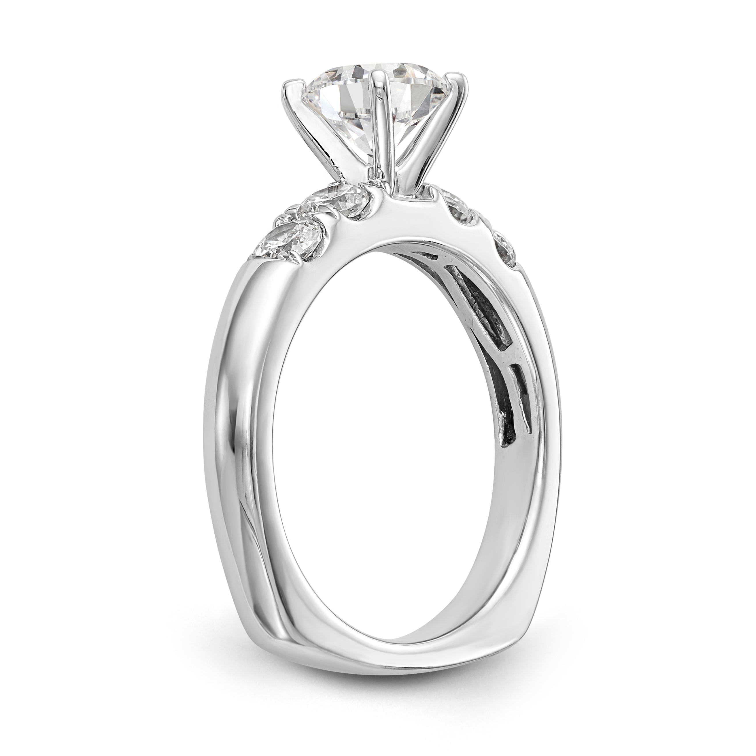 14K Weißgold Diamant-Verlobungsring mit Krappenfassung