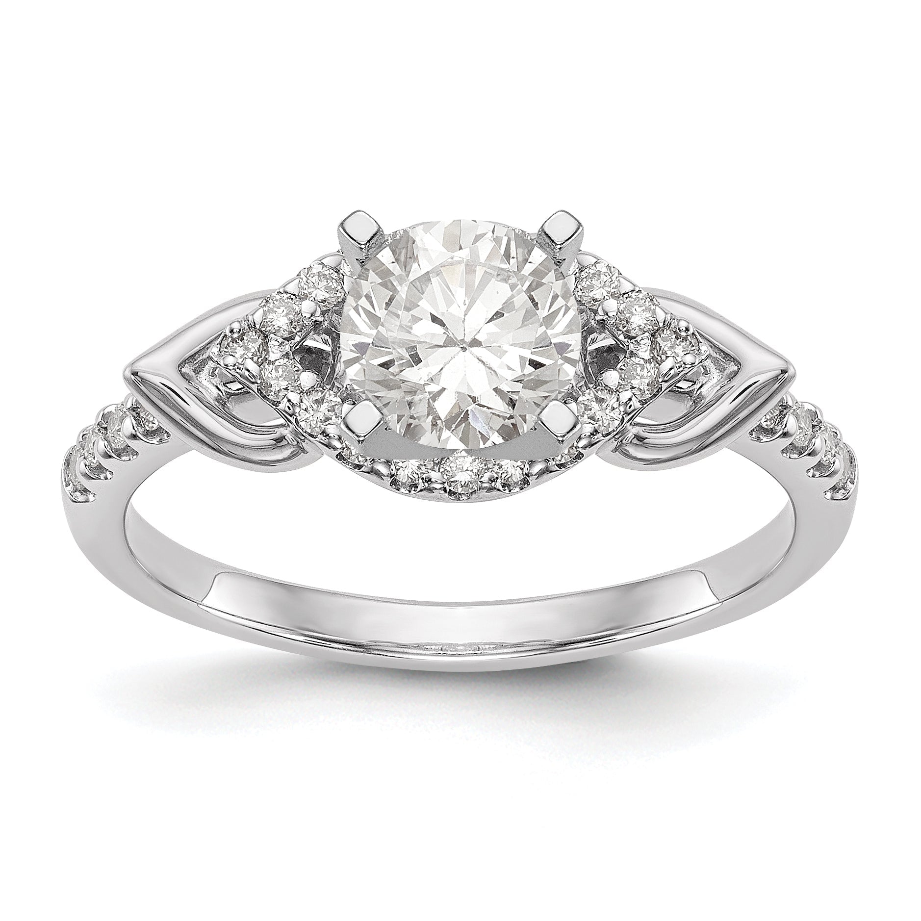 14K Weißgold Diamant-Verlobungsring mit Krappenfassung