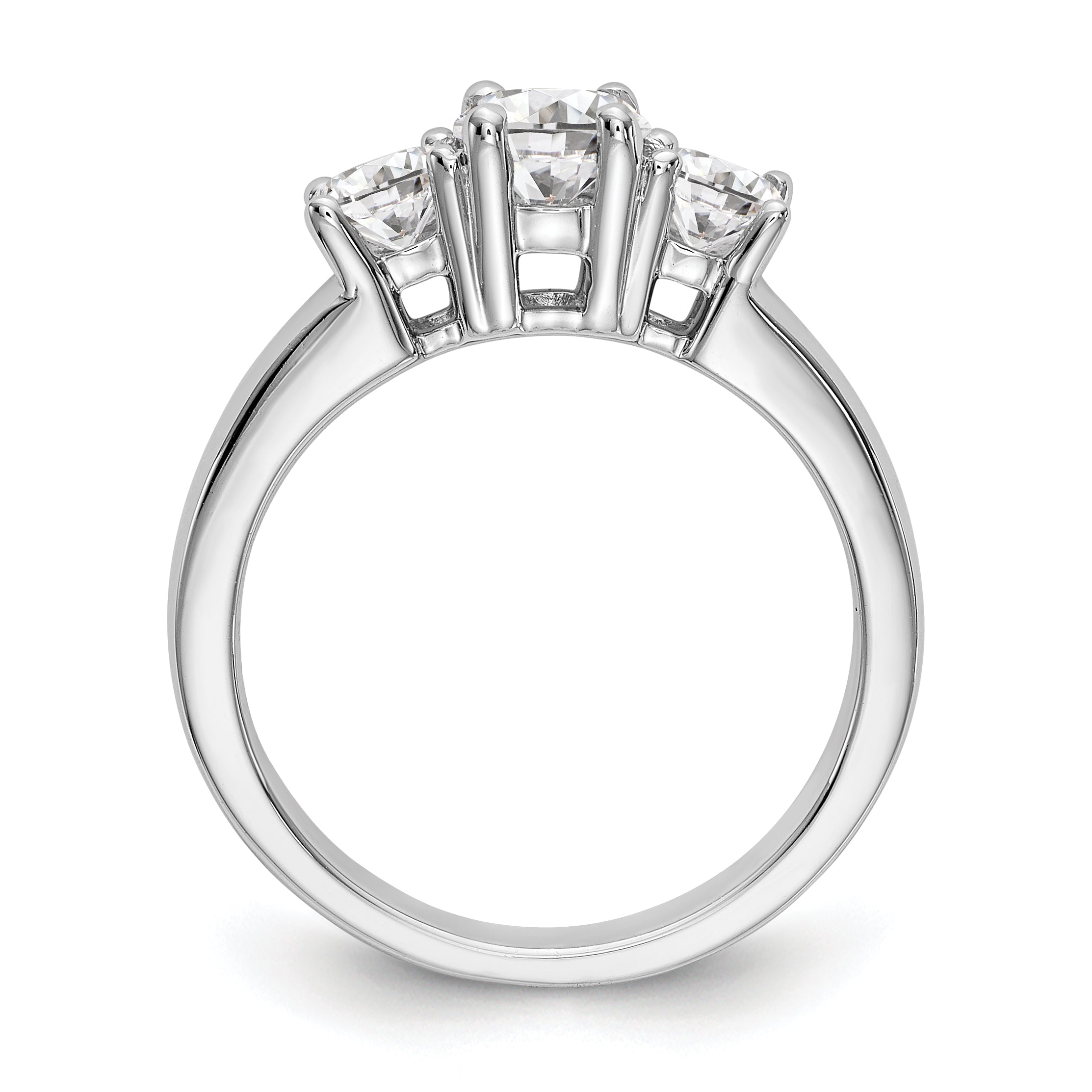 14K Weißgold Dreistein-Verlobungsring mit simulierten Diamanten