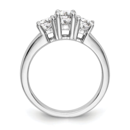 14K Weißgold Dreistein-Verlobungsring mit simulierten Diamanten