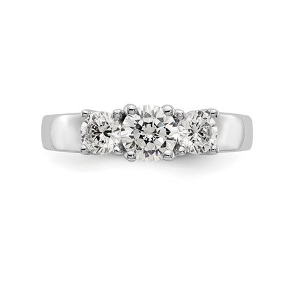 14K Weißgold Dreistein-Verlobungsring mit simulierten Diamanten