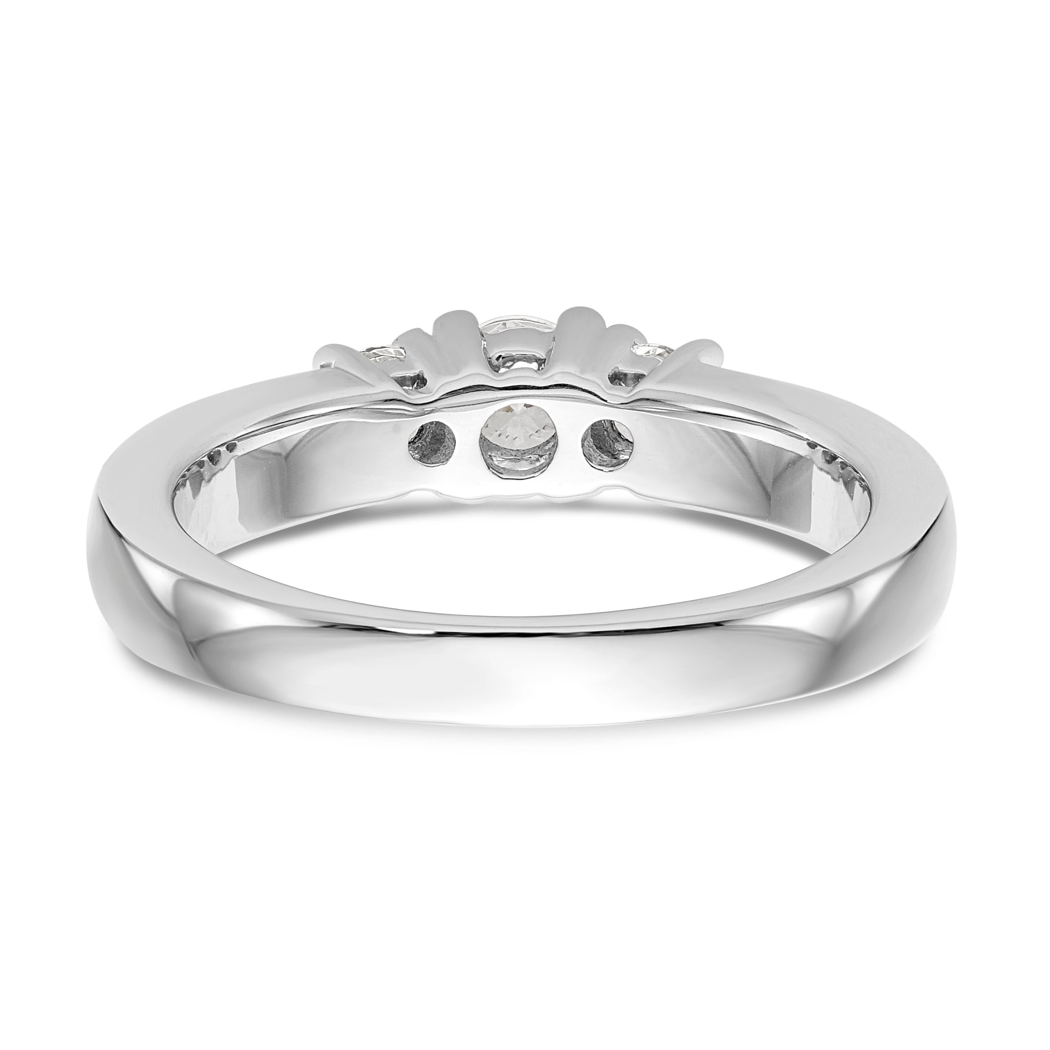 14K Weißgold Dreistein-Verlobungsring mit simulierten Diamanten