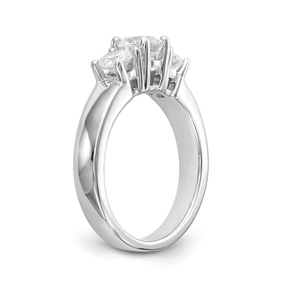14K Weißgold Dreistein-Verlobungsring mit simulierten Diamanten