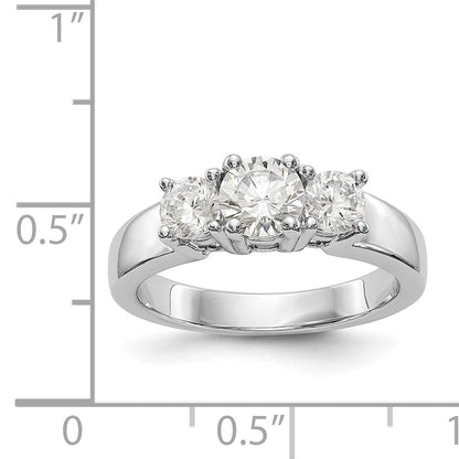14K Weißgold Dreistein-Verlobungsring mit simulierten Diamanten