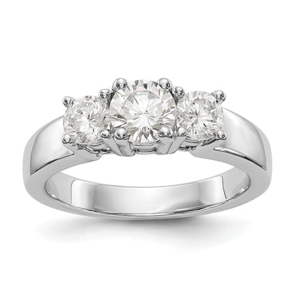 14K Weißgold Dreistein-Verlobungsring mit simulierten Diamanten