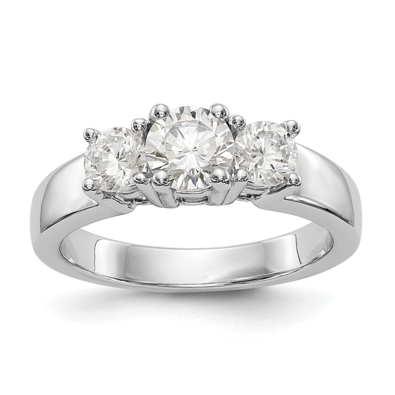 14K Weißgold Dreistein-Verlobungsring mit simulierten Diamanten