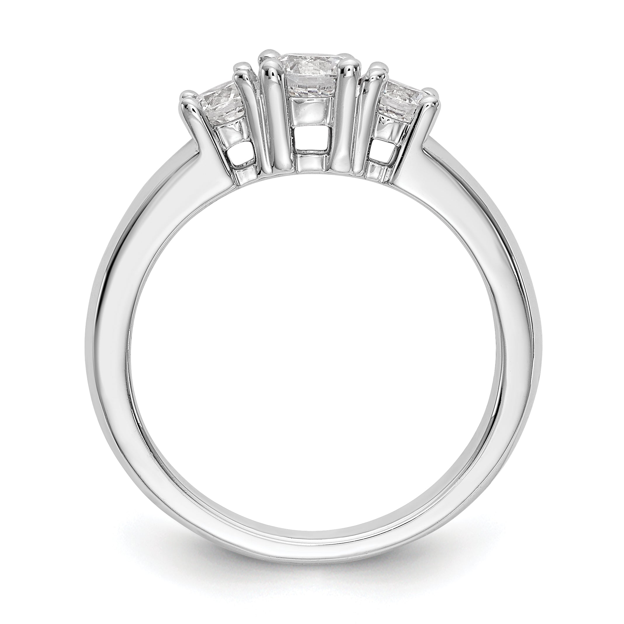 14K Weißgold Verlobungsring mit 3 simulierten Diamanten