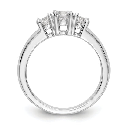 14K Weißgold Verlobungsring mit 3 simulierten Diamanten