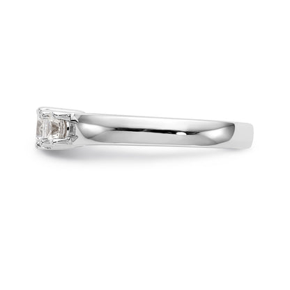 14K Weißgold Verlobungsring mit 3 simulierten Diamanten
