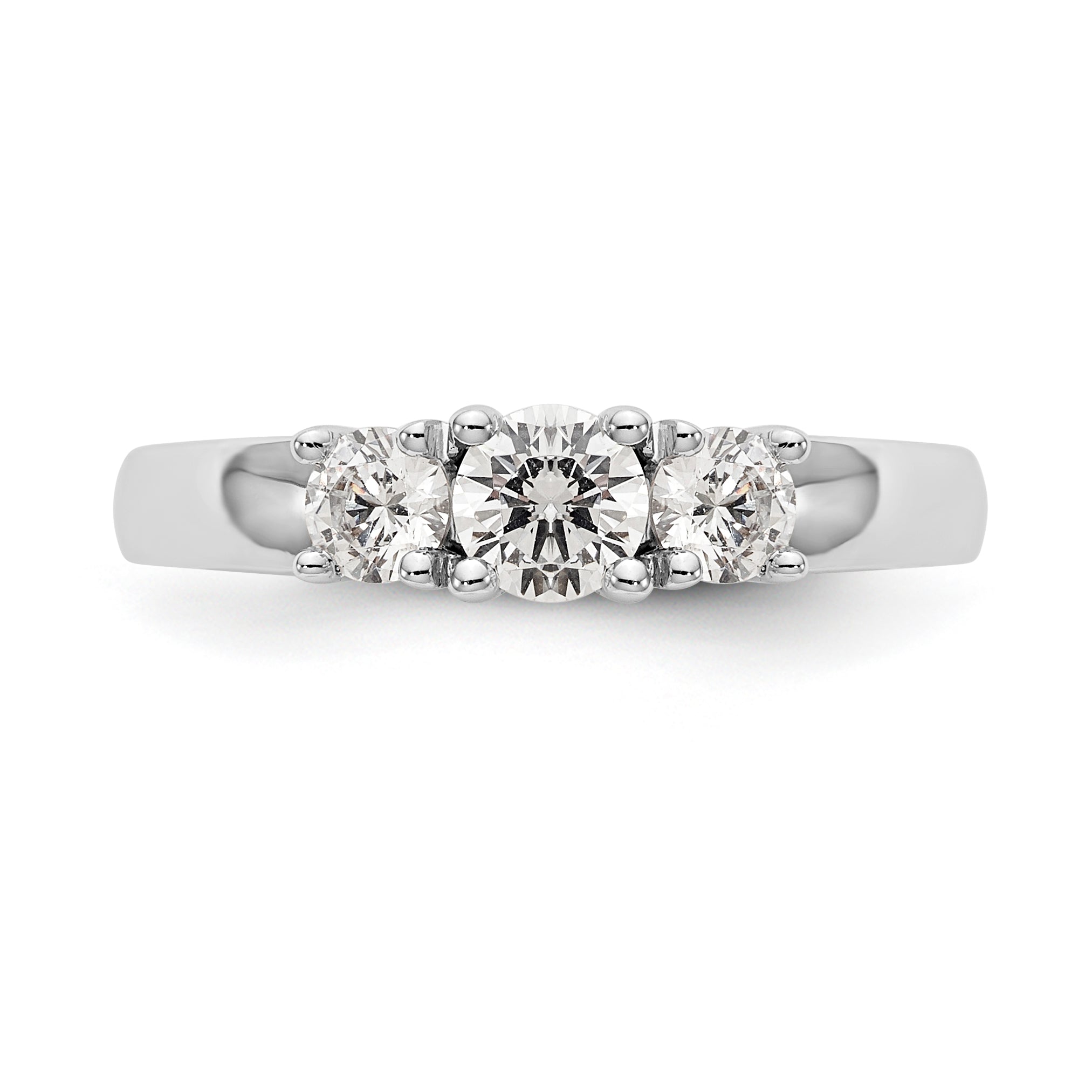 14K Weißgold Verlobungsring mit 3 simulierten Diamanten