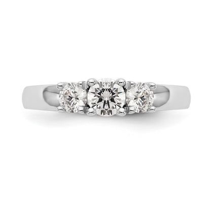 14K Weißgold Verlobungsring mit 3 simulierten Diamanten