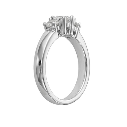 14K Weißgold Verlobungsring mit 3 simulierten Diamanten