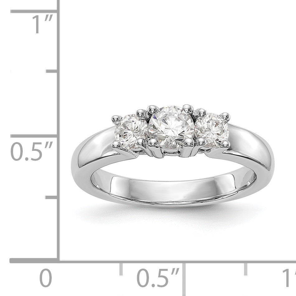 14K Weißgold Verlobungsring mit 3 simulierten Diamanten