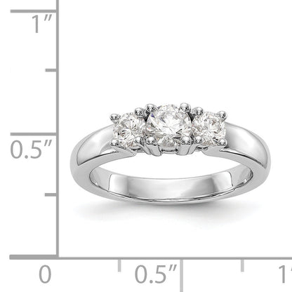 14K Weißgold Verlobungsring mit 3 simulierten Diamanten
