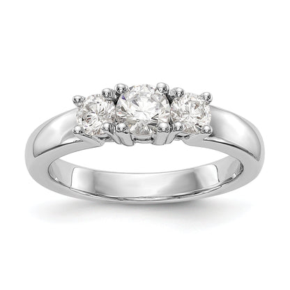 14K Weißgold Verlobungsring mit 3 simulierten Diamanten