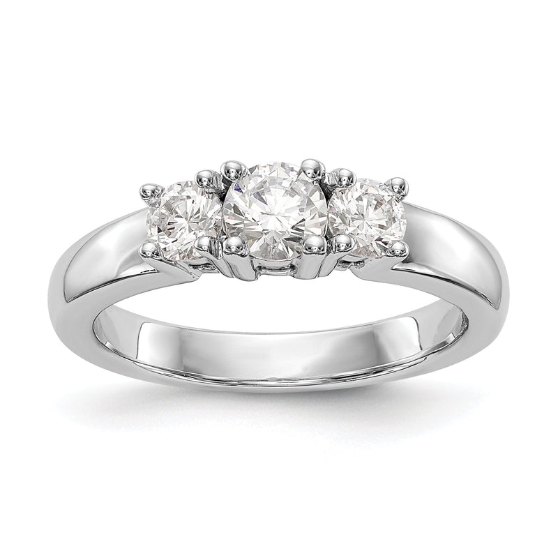 14K Weißgold Verlobungsring mit 3 simulierten Diamanten