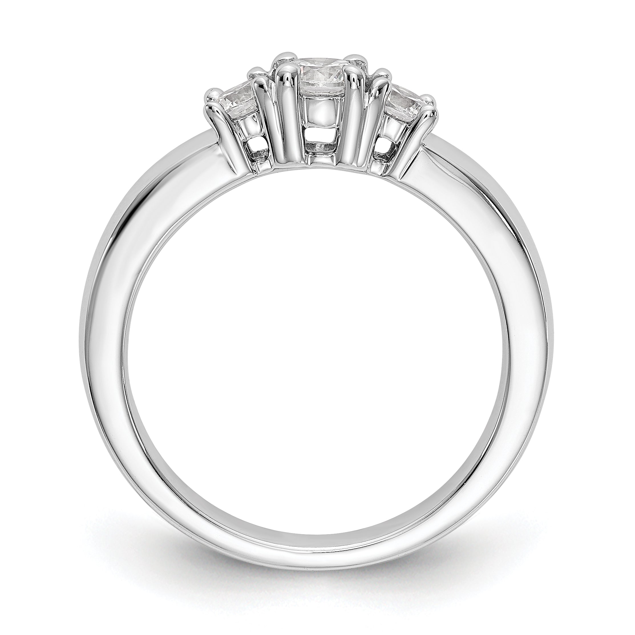 14K Weißgold Dreistein-Verlobungsring mit simulierten Diamanten