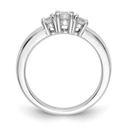 14K Weißgold Dreistein-Verlobungsring mit simulierten Diamanten