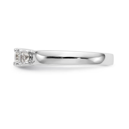 14K Weißgold Dreistein-Verlobungsring mit simulierten Diamanten