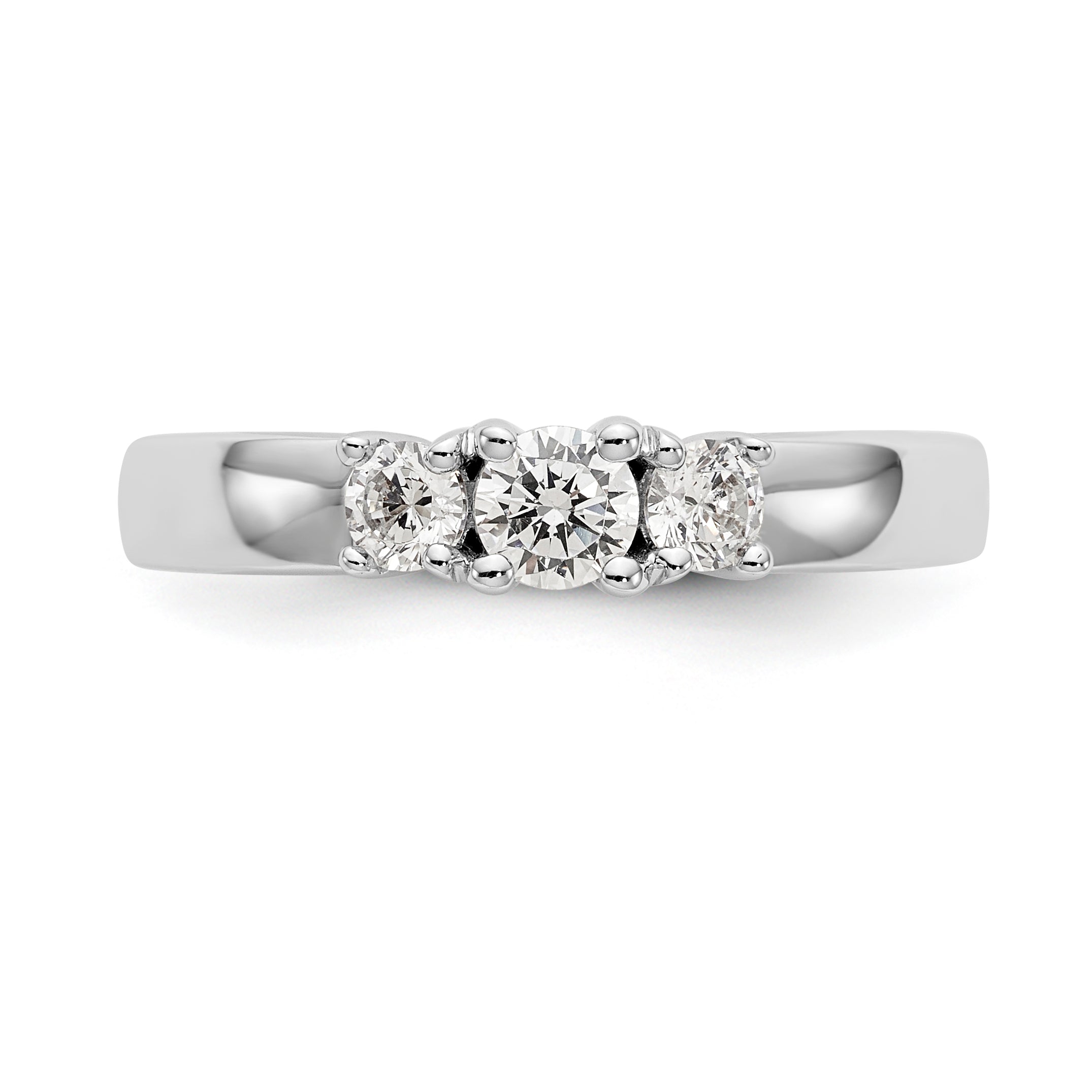 14K Weißgold Dreistein-Verlobungsring mit simulierten Diamanten