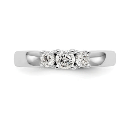 14K Weißgold Dreistein-Verlobungsring mit simulierten Diamanten