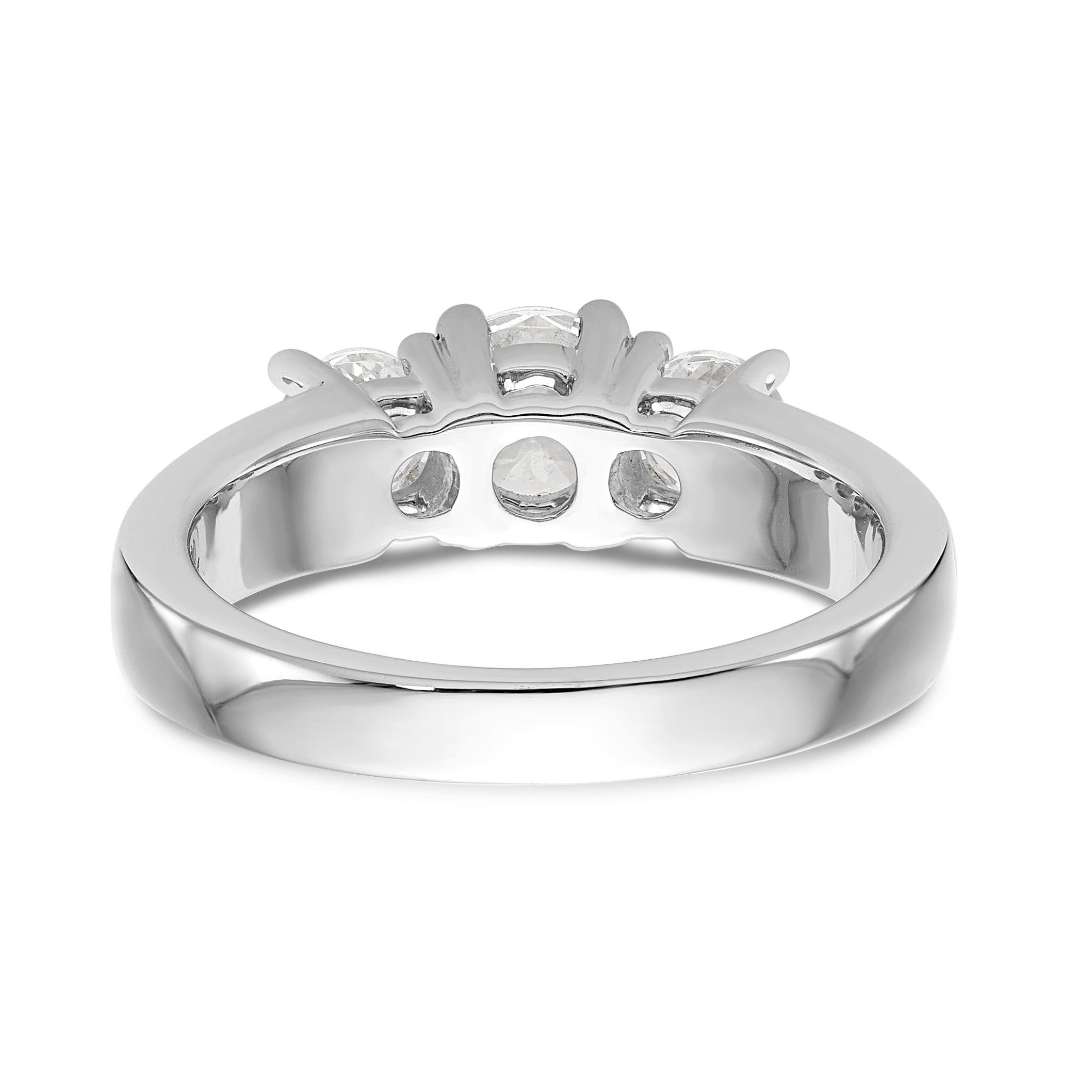 14K Weißgold Dreistein-Verlobungsring mit simulierten Diamanten
