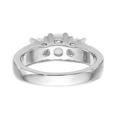 14K Weißgold Dreistein-Verlobungsring mit simulierten Diamanten