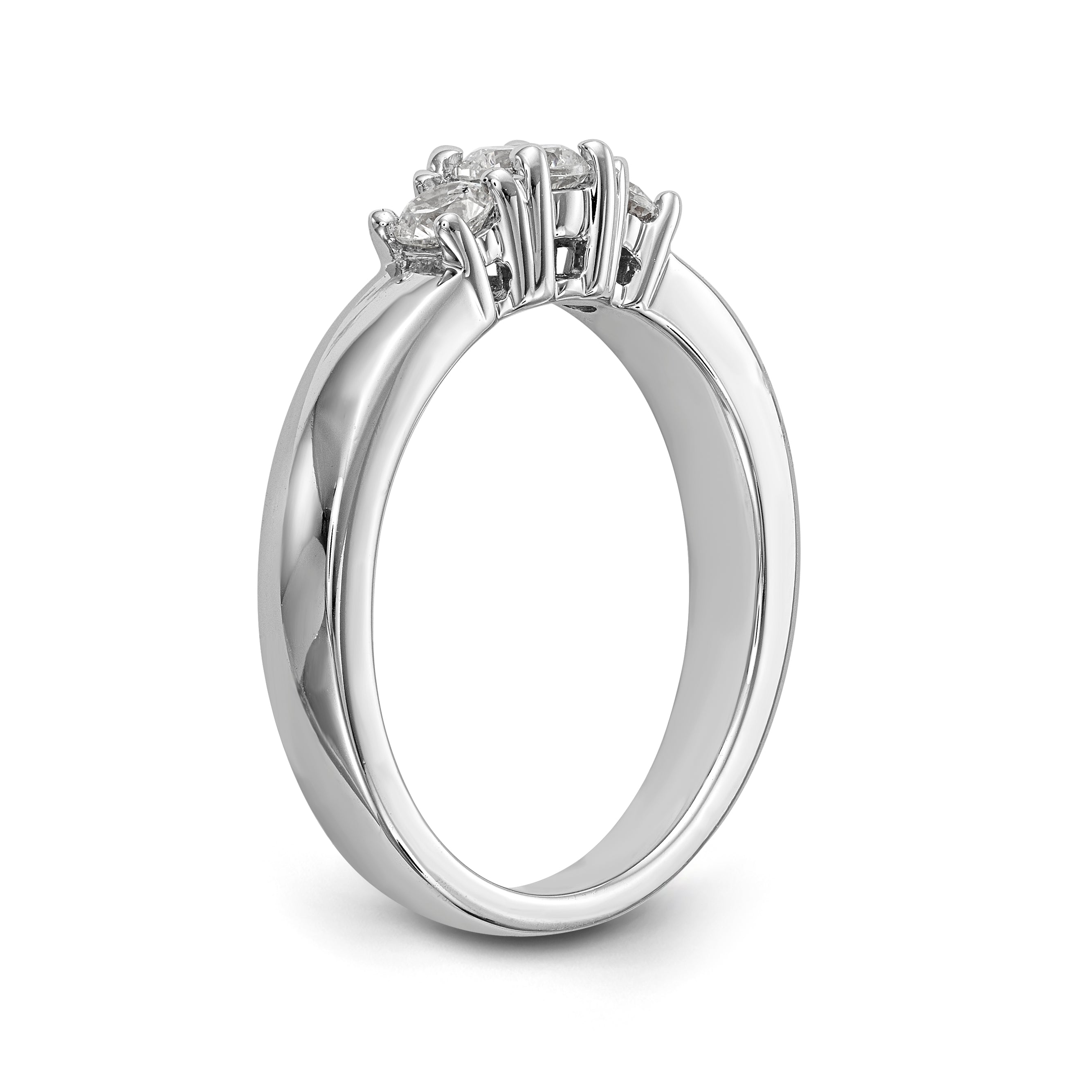 14K Weißgold Dreistein-Verlobungsring mit simulierten Diamanten
