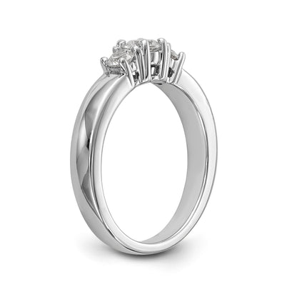 14K Weißgold Dreistein-Verlobungsring mit simulierten Diamanten